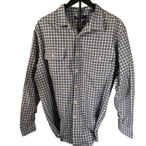 Cremieux Classics Men’s XL Shirt Blue Yellow Check Cotton Preppy Button Down